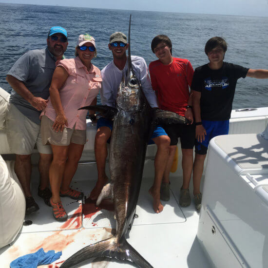 Deep sea fishing charter swordfish