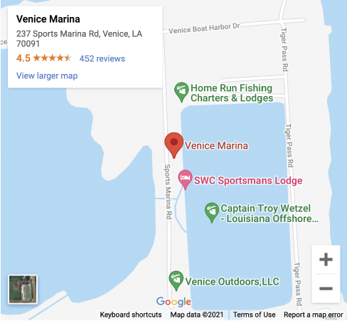 Superstrike Charters directions to Venice marina in Venice, Louisiana